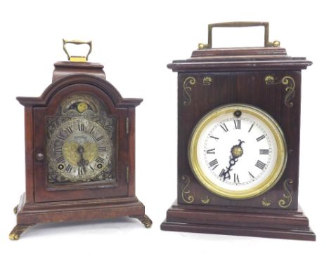 Small contemporary walnut Dutch two train bracket clock striking on a bell, the 3.5" brass arched dial signed Warmink, 10" hi
