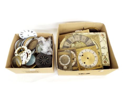 Large quantity of various clock dials to include mantel, barometer and longcase examples