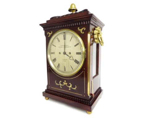 English mahogany double fusee bracket clock, the pull repeat movement signed John Walker, London, no. 4090 striking on a larg