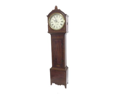 Scottish mahogany eight day longcase clock, the 13" cream painted dial signed William Dobbie, Falkirk with subsidiary seconds