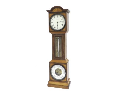 Miniature satin walnut and rosewood crossbanded longcase clock compendium, the 3.25" cream dial signed Howell & James, To The