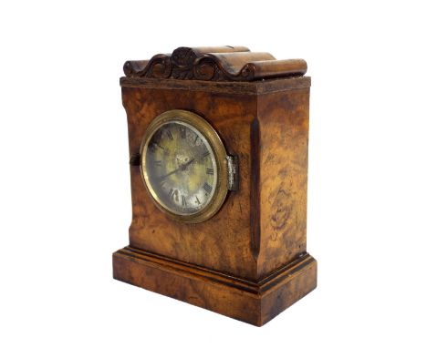 Small walnut bracket clock case, with verge watch movement signed Grayam, London, no. 1233, 6" high