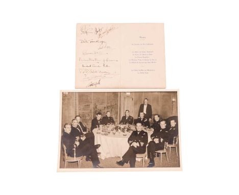 Prince Philip's stag dinner: A signed menu card and photograph, 1947 - The menu from Prince Philip's stag dinner which was he