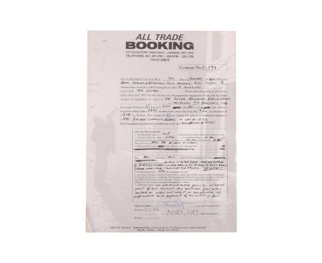 The Smiths: the original live booking contract for the band's performance at The Tower Ballroom (Birmingham), on 'Thursday 9t