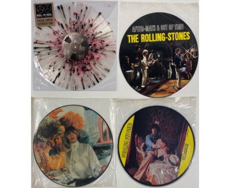 Five various Rolling Stones picture disc vinyls, including After-Math and Out of Time.