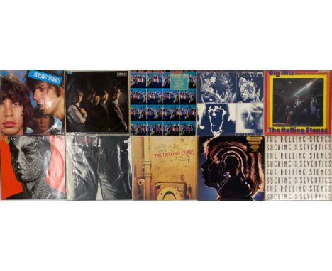 Ten various Rolling Stones albums, including Sucking in the Seventies.