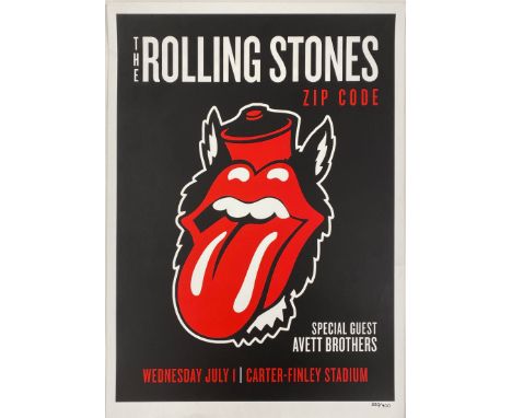 The Rolling Stones Zip Code limited edition 330/400  poster with special guest Avett Brothers, 45.5 x 61cm.