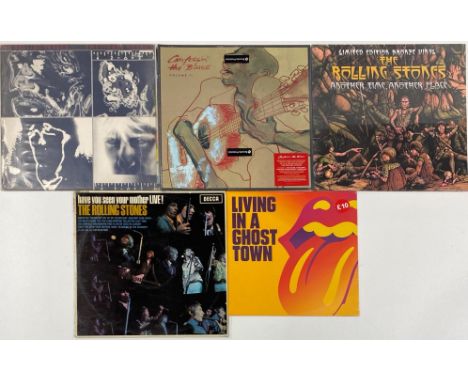 Five various Rolling Stones albums, including Emotional Rescue.