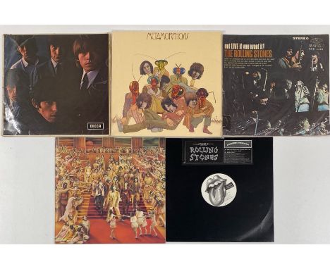 Five various Rolling Stones albums, including Metamorphosis.