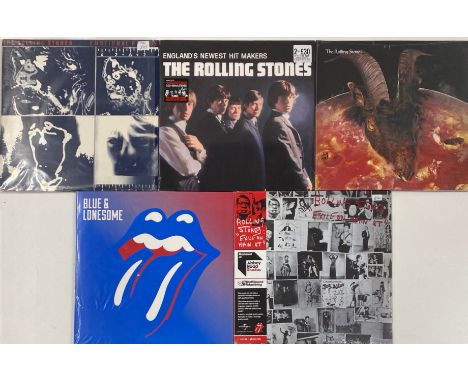 Five various Rolling Stones albums, including Exile on Main Street.