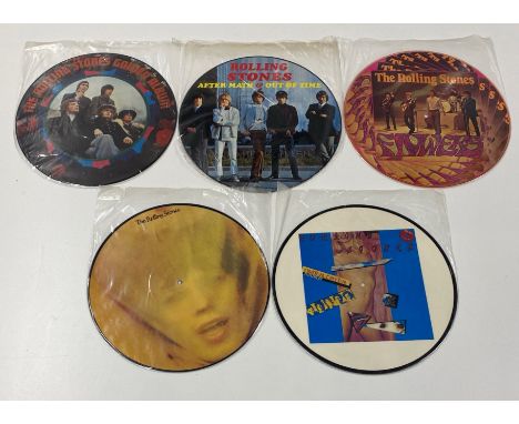 Five various Rolling Stones picture disc vinyls, including Flowers.