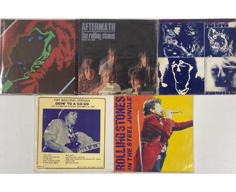 Five various Rolling Stones albums, including Emotional Rescue.