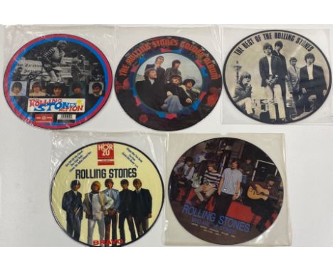 Five various Rolling Stones picture disc vinyls, including The Rolling Stones Action.