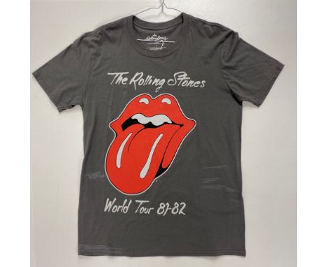 A 2017 reproduction of The Rolling Stones World Tour 1981-82 t-shirt, size men's large.