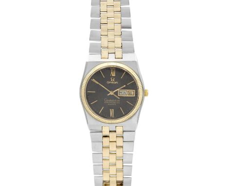 OMEGA - A Constellation bi-colour chronometer gentleman's quartz bracelet wristwatch.  Cal. 1346, the signed 28mm black dial 