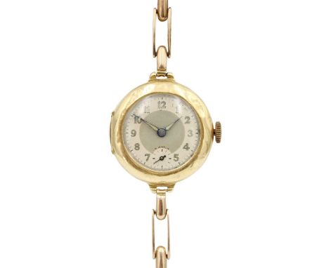 An early 20th century 18ct lady's manual wind wristwatch with 15ct expanding bracelet. The case hallmarked London 1919, 28mm;