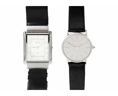 LONGINES - A stainless steel gentleman's manual wind dress wristwatch. The signed 28mm silvered dial with silver baton marker
