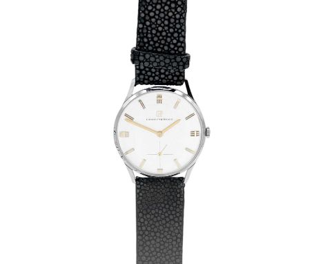GIRARD-PERREGAUX - A stainless steel gentleman's manual wind wristwatch. The signed 30mm silvered dial with gilt baton marker