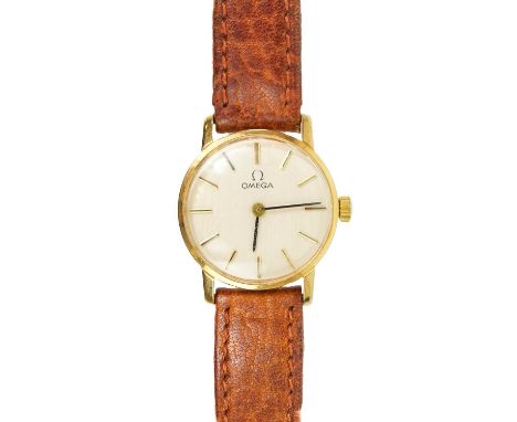 OMEGA - A 9ct lady's manual wind wristwatch, ref. 1061. With 21mm signed silvered dial and gilt baton markers, cal. 625 movem