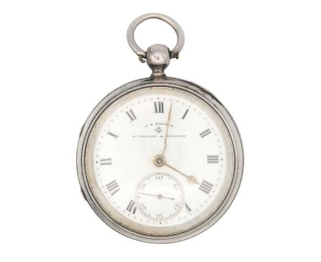 A silver-cased key wind pocket lever watch.  The dial signed 'J.S. SALMON ST COLUMB &amp; PADSTOW' with Roman numerals and su