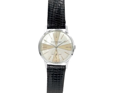 GIRARD-PERREGAUX - A stainless steel case manual wind gentleman's dress wristwatch. The signed two tone silver and cream pain