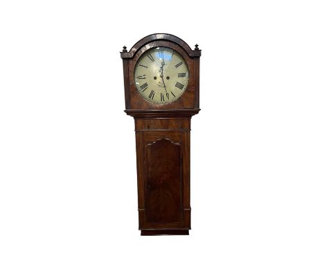 THOMAS LEES; a 19th century longcase wall clock, the painted dial with Roman numerals and subsidiary dial, height 160cm.