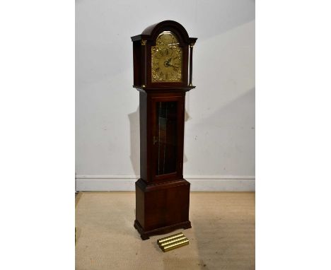 A modern mahogany longcase clock, the face signed Richard Broad, Bodmin Cornwall, set with Arabic and Roman numerals, and ins