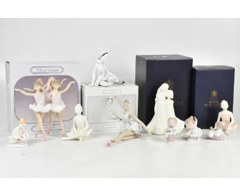 A collection of boxed and loose ballet themed ceramic figures including Lladrό, Royal Worcester, Royal Doulton, the Leonardo 