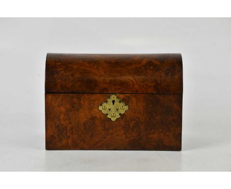 CORMACK BROTHERS, 37 LUDGATE HILL, ST PAUL'S, LONDON; a Victorian walnut dome top tea caddy with brass applied mounts, the hi