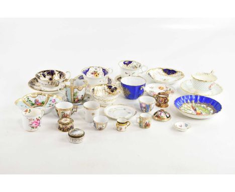 A collection of 19th century and later English and European ceramic, including a Meissen cup and saucer with pale green groun