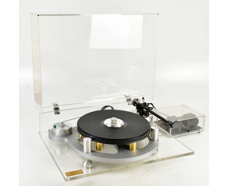 J A MICHELL; a Gyro deck turntable, in perspex case, 18 x 40 x 53cm, with gyro power.  Condition Report: We do not guarantee 