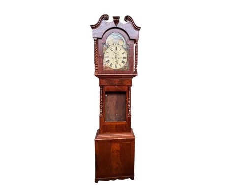 JOHN STOKES KNUTSFORD; a 19th century eight day longcase clock, the painted dial with moon phase and chapter ring bearing Rom