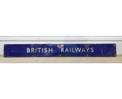RAILWAY INTEREST; an original enamel sign 'British Railways', mounted on wooden back board, 15 x 130cm.