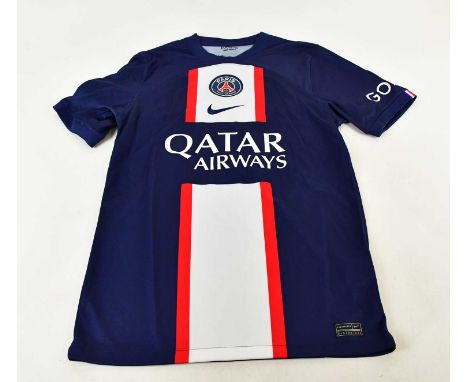 LIONEL MESSI; a signed Paris Saint-Germain football shirt, signed verso, size S.Condition Report: Light creasing and fading, 