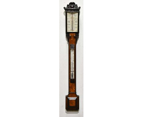 A Victorian carved oak stick barometer, the dial signed C.W Davies, height 99cm.Condition Report: There are no apparent signs