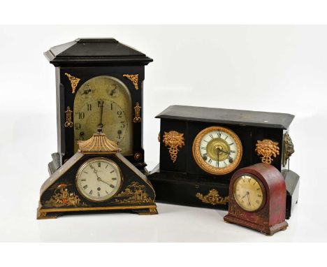OLLIVANT & BOTSFORD; an early 20th century Chinoiserie decorated mantel clock in the form of a pagoda, the silvered dial set 