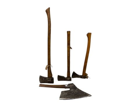 Four vintage axes, including an Austrian style scythe axe (4).