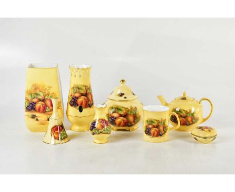 AYNSLEY; a collection of 'Orchard Gold' pattern ceramics including vase, ginger jar, trinket box, etc (qty).