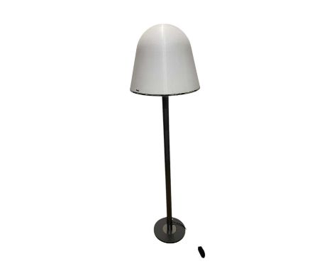 HARVEY GUZZINI; a contemporary silvered metal standard lamp with white dome topped shade, height 155cm.Condition Report: The 