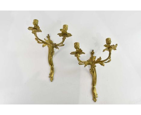 A pair of 19th century ormolu style twin branch wall brackets, height 33cm (2).Condition Report: The item or items in this lo