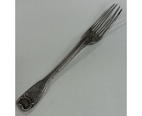 An 18th Century Continental silver fork. Approx. 61 grams. Est. £50 - £80.