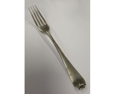An 18th Century silver fork. London 1777. By Thomas Chawner. Approx. 40 grams. Est. £40 - £60.