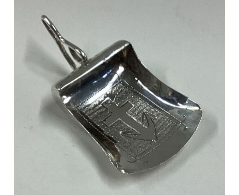 A good Georgian silver caddy scoop with anchor decoration. Birmingham. By IT. Approx. 6 grams. Est. £40 - £60.