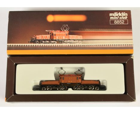Marklin Z Gauge (mini-club) 8852 light brown Crocodile overhead Electric Locomotive No. 14301. Condition is Near Mint in Good