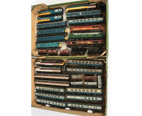 Assortment of Unboxed Lima, Mainline, Bachmann and Hornby Locomotives, Wagons and Carriages - Conditions: Poor to Fair Plus, 