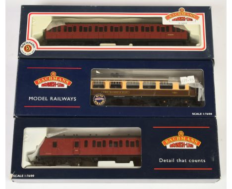 Assortment of Bachmann Carriages - 39-320 MK1 Pullman Bar Second with Lighting, 34-628A and 34-605 Suburban Crimson. Conditio