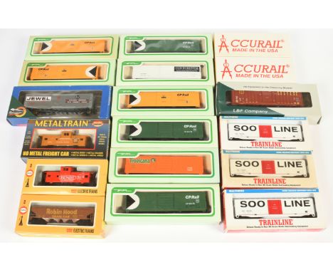 Model Power, Cox &amp; others. Group of HO boxed wagons. To include Model Power Metal Train 2273 34' Cuppola Caboose "CN", Co
