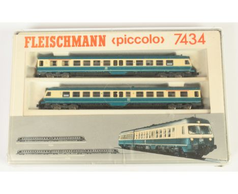 Fleischmann N Gauge Ref 7434 DB Class 614 2-Car DMU No. 614 033-4. Condition is Excellent Plus in Fair to Good Plus case.&nbs