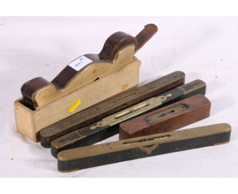 Spiers of Ayr wood plane and four spirit levels including Buist of Edinburgh and Marples and Son of Sheffield, (5)CONDITION R