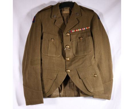 British army uniform dress green khaki tunic with label for William Anderson and Sons Ltd of Edinburgh and Glasgow personalis